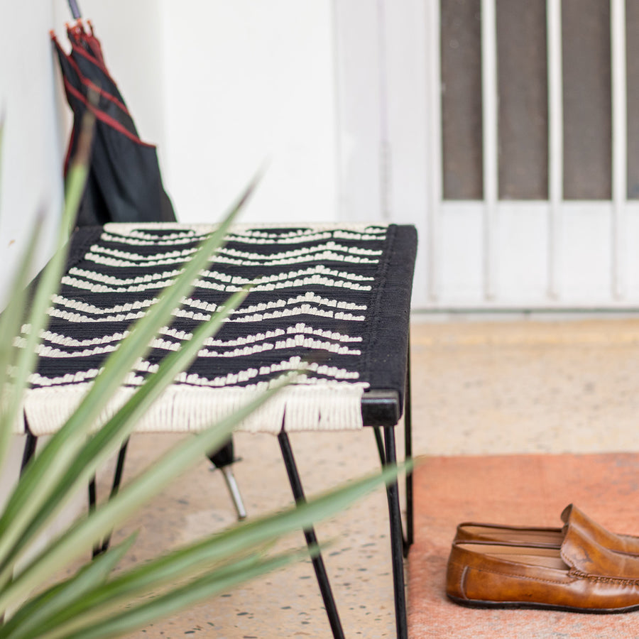 Double Wave Recycled Cotton Metal Bench