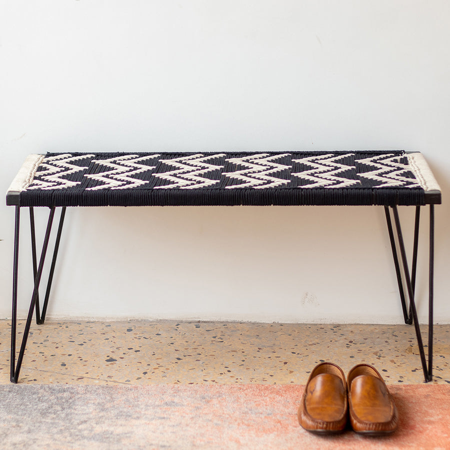 Double Wave Recycled Cotton Metal Bench