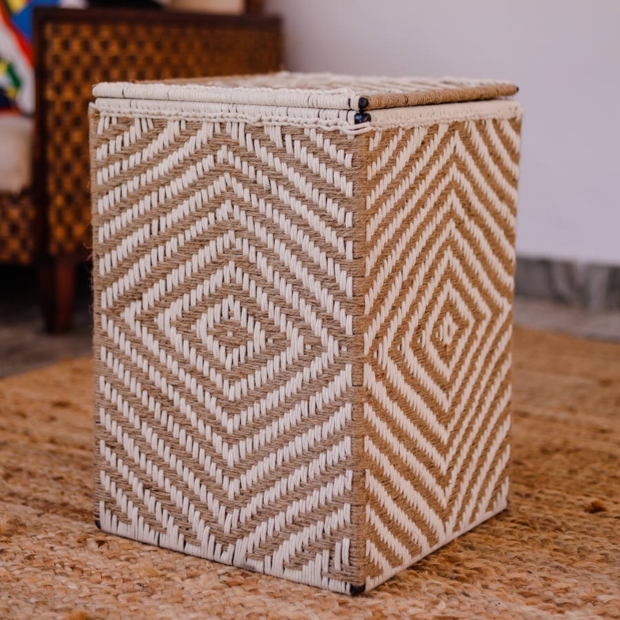 Diamond Natural Jute Laundry Basket