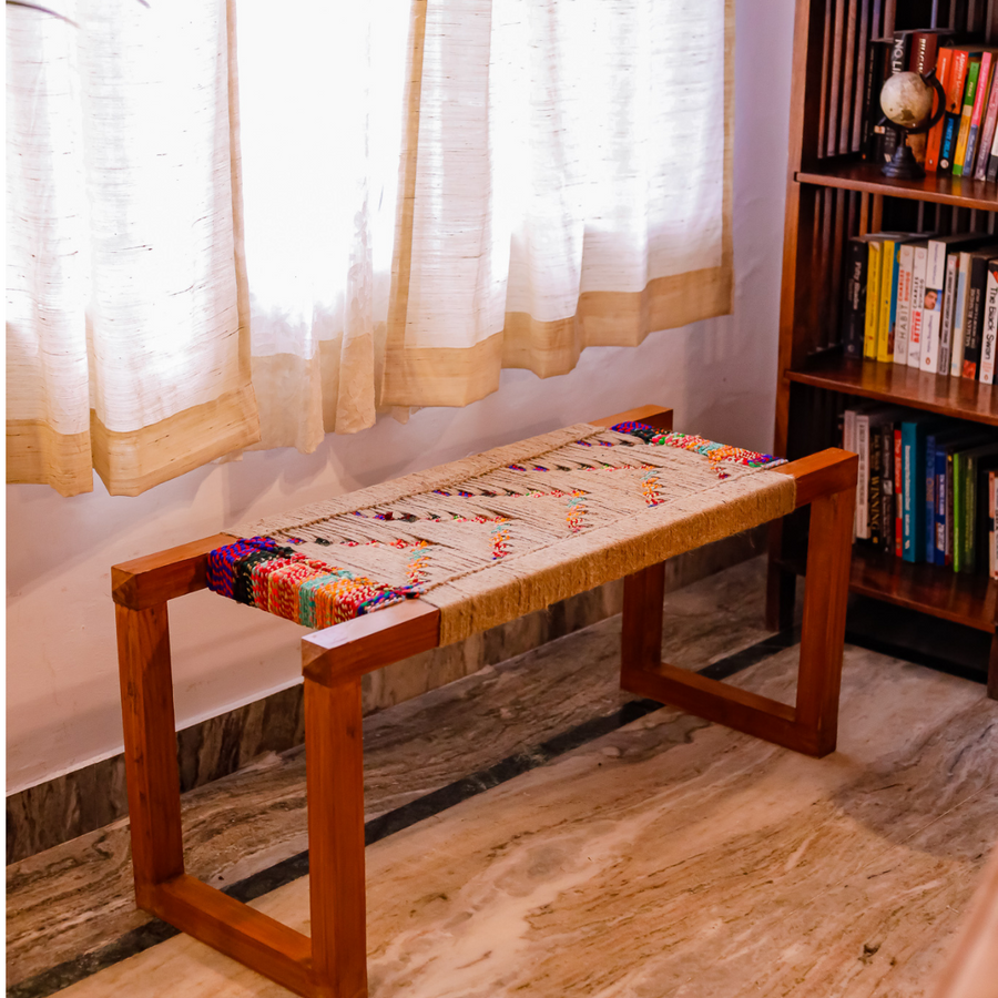 Rangeen Jute & Textile Wooden Bench