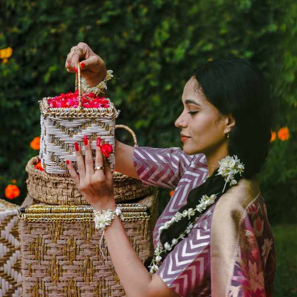 White & Gold Mini Basket