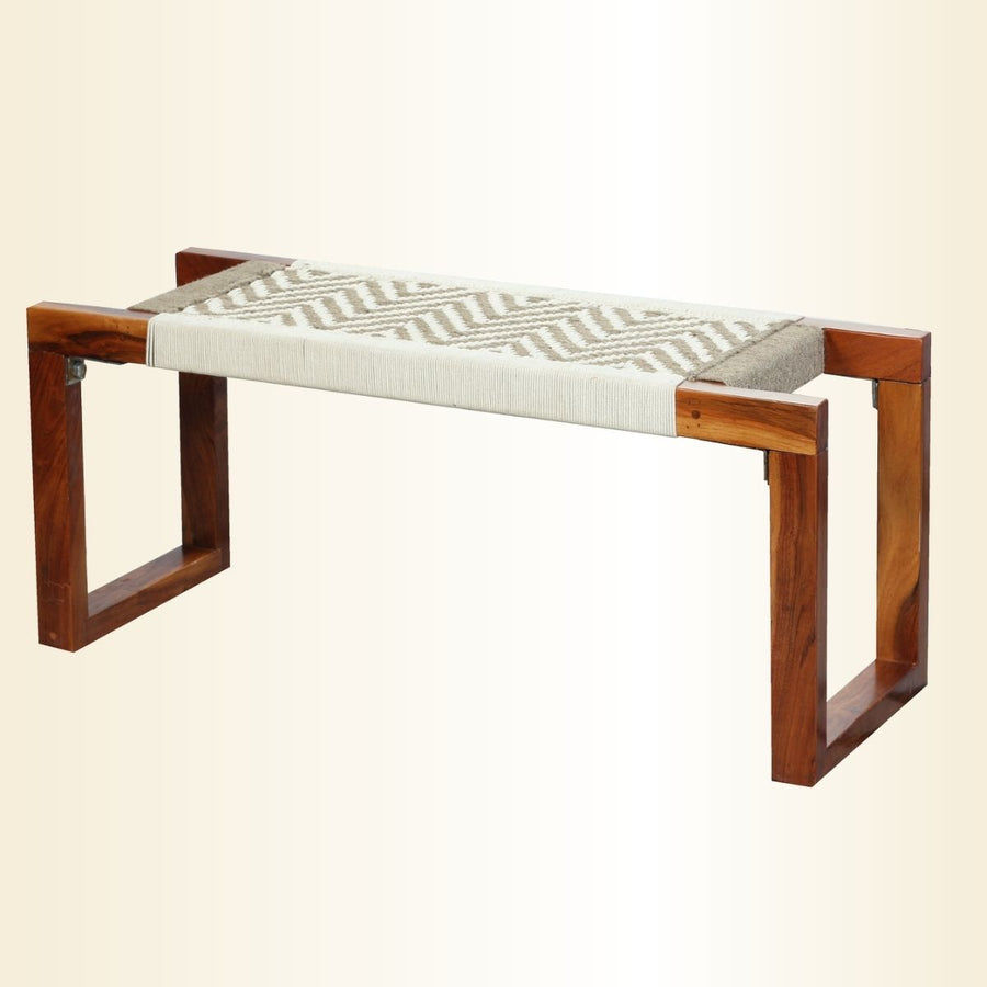 Sona Cotton & Jute Wooden Bench