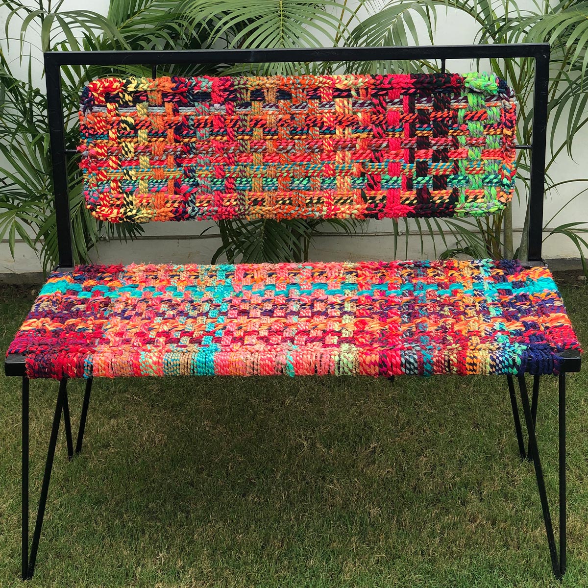 Jaipur Textile Waste Foldable Metal Bench