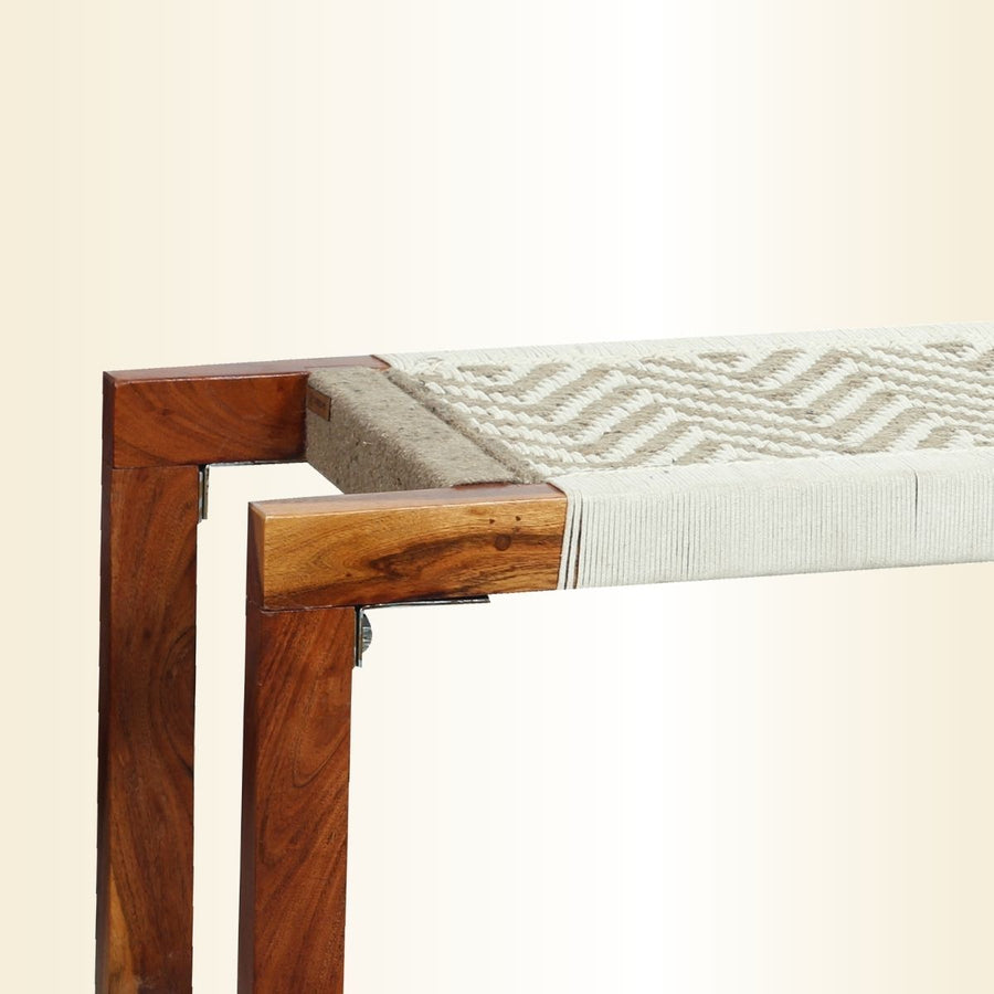 Sona Cotton & Jute Wooden Bench