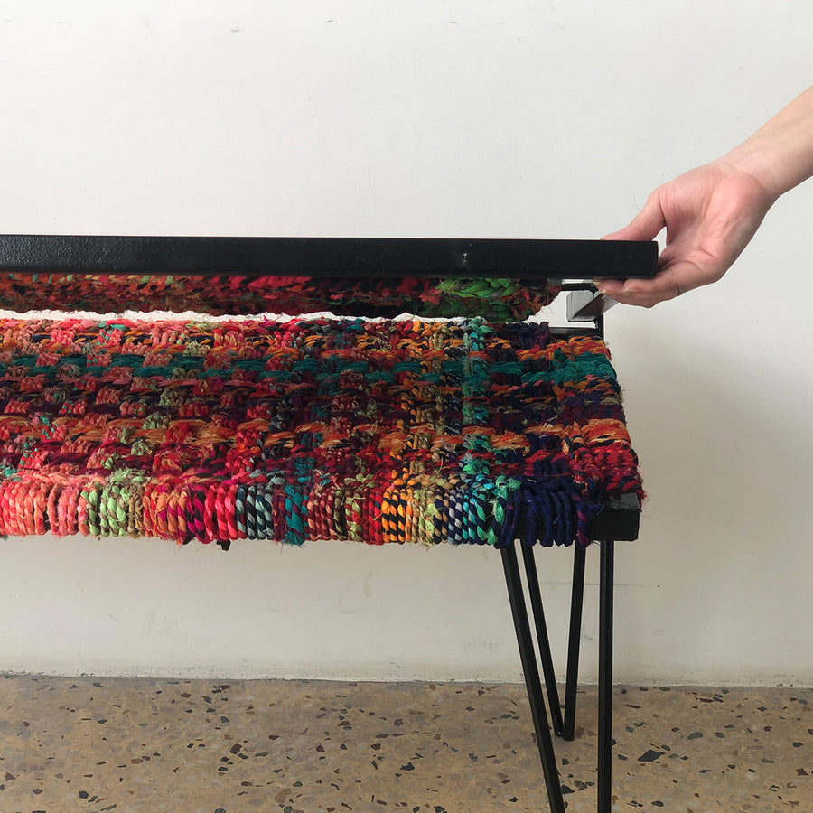 Jaipur Textile Waste Foldable Metal Bench