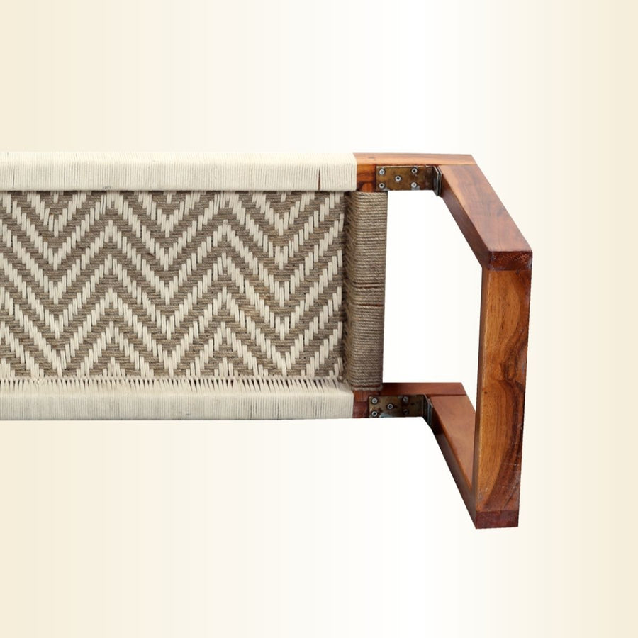 Sona Cotton & Jute Wooden Bench