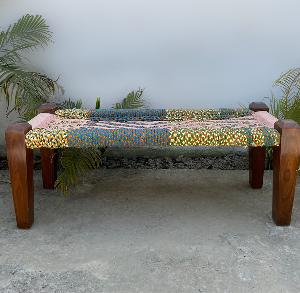 Cotton & Textile Wooden Bench