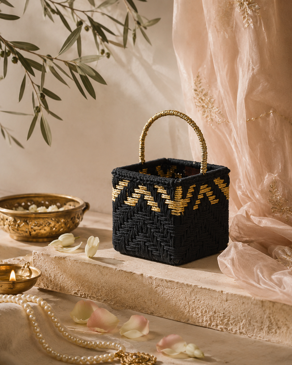Black & Gold Mini Basket