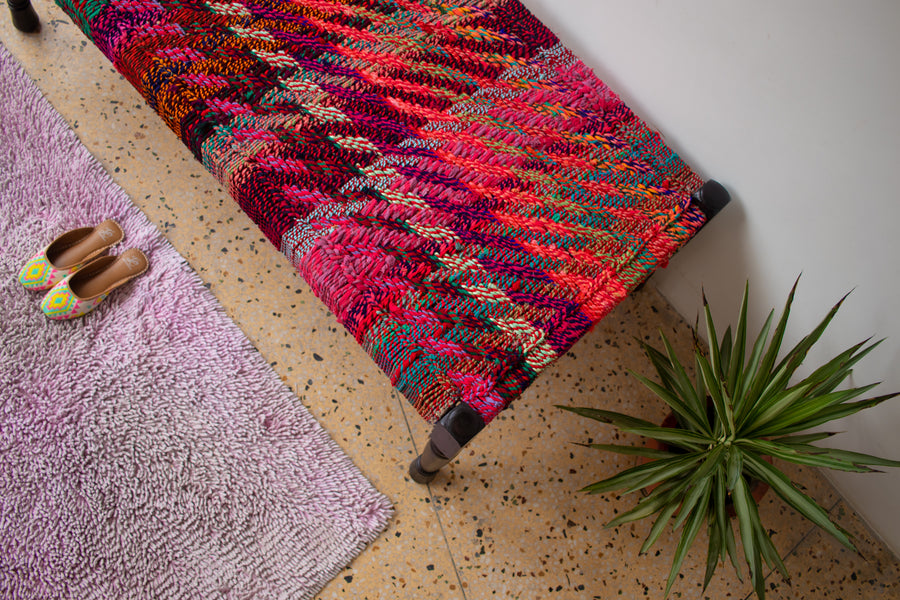 Cherry Upcycled Textile Charpai