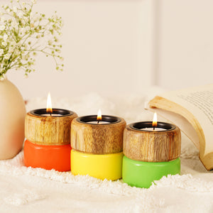 Poppy Gift Set with Handwoven Box & Colorpop Tealight Holders - Set of 5