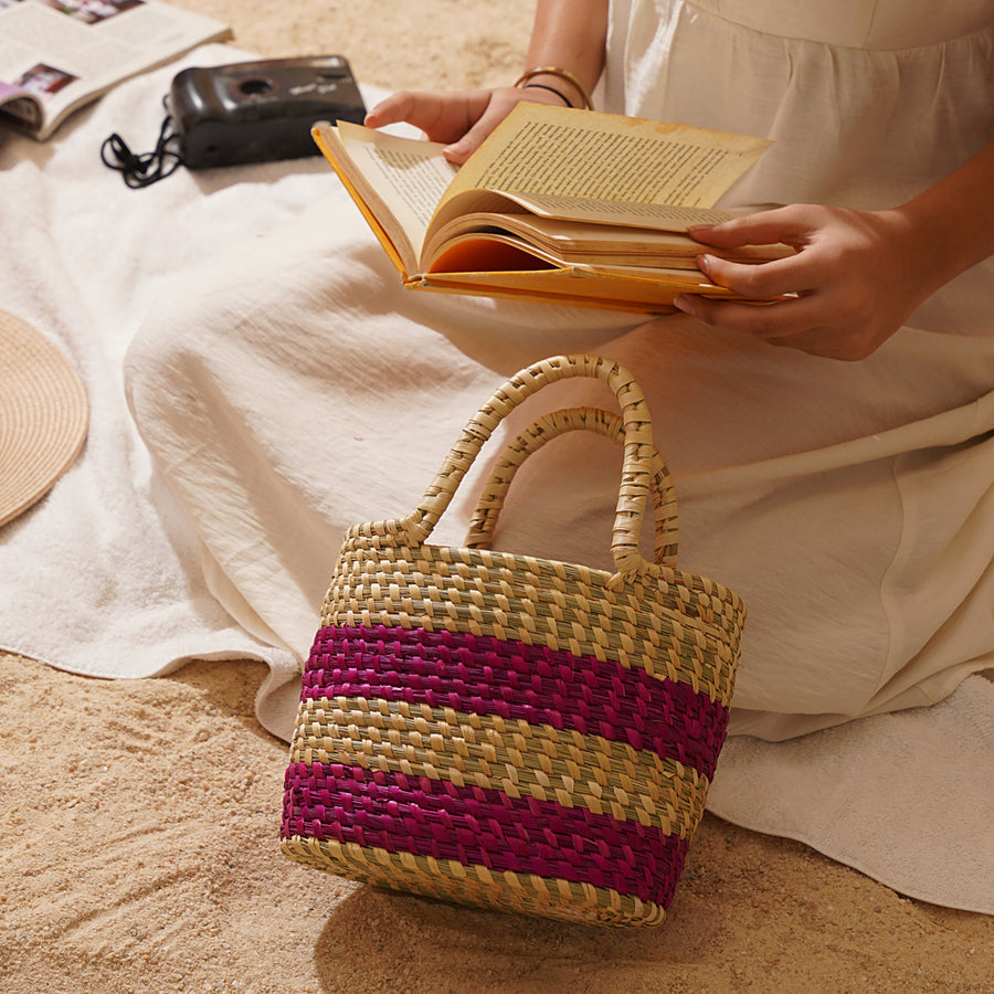 Sattava Moonj Grass Bag - Magenta