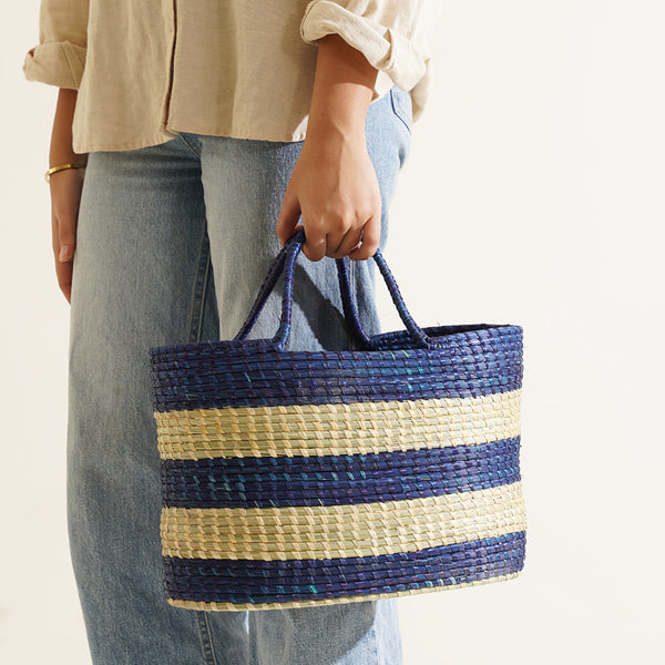 Ananya Moonj Grass Tote Bag - Peacock Blue