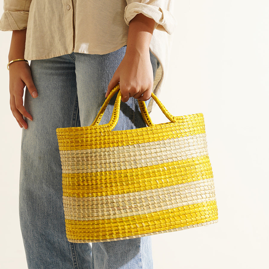 Ananya Moonj Grass Tote Bag - Sunshine Yellow