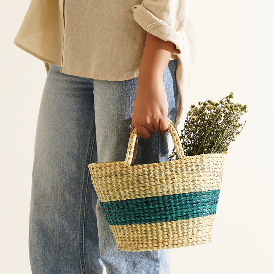 Veda Moonj Grass Bag - Blue