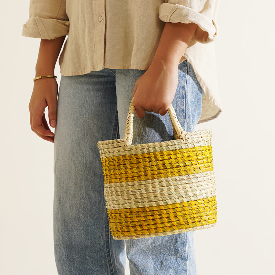 Sattava Moonj Grass Bag - Yellow