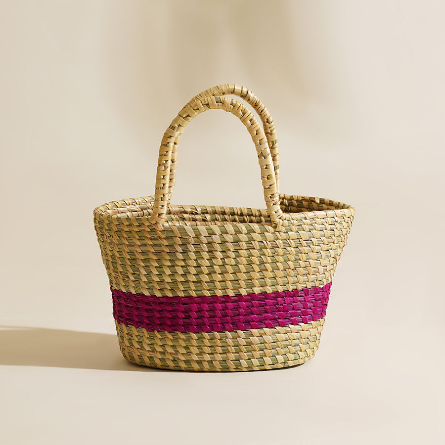 Veda Moonj Grass Bag - Magenta