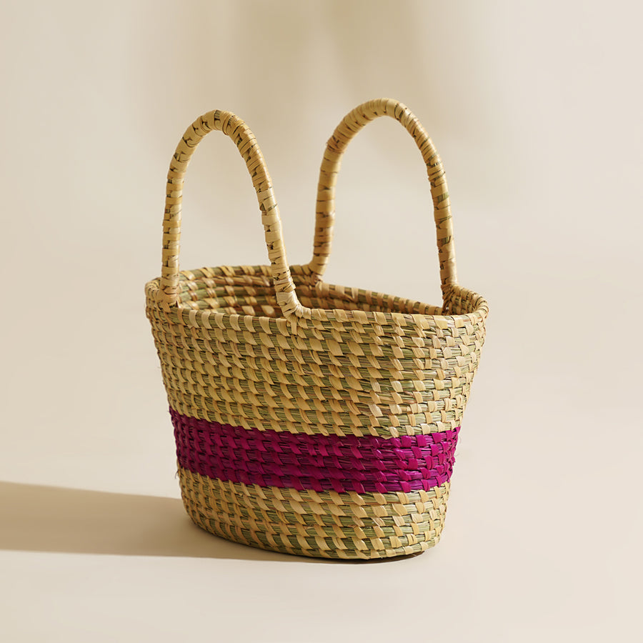 Veda Moonj Grass Bag - Magenta