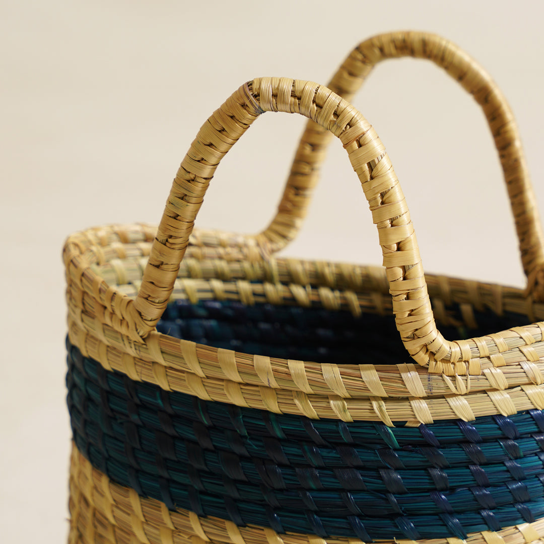 Sattava Moonj Grass Bag - Blue