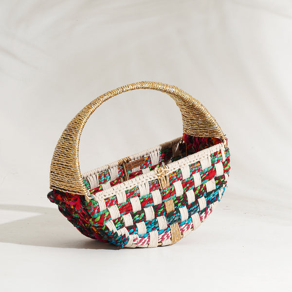 Gul Upcycled Textile Basket with Handle