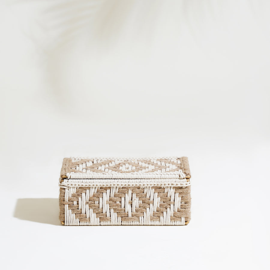 Diamond White & Jute Box