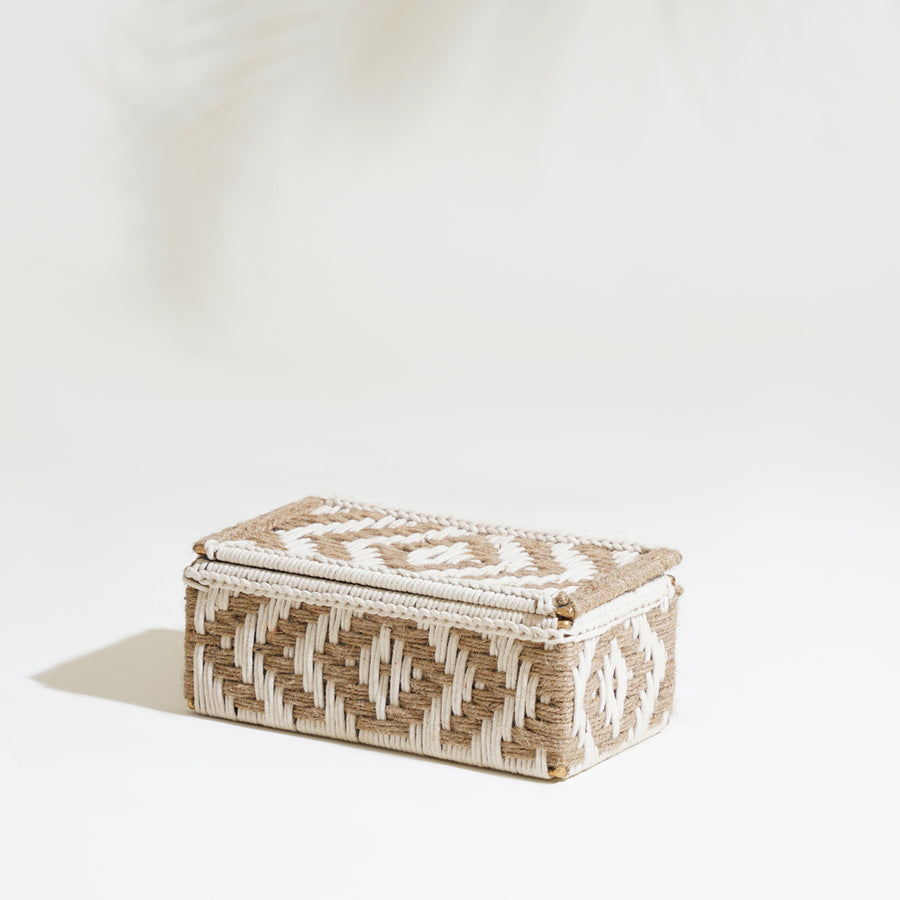 Diamond White & Jute Box