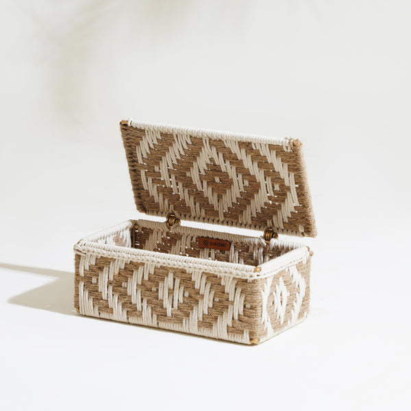 Diamond White & Jute Box