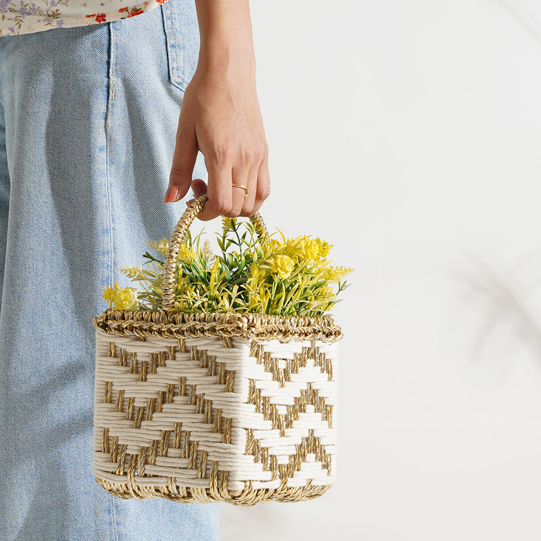 White & Gold Mini Basket