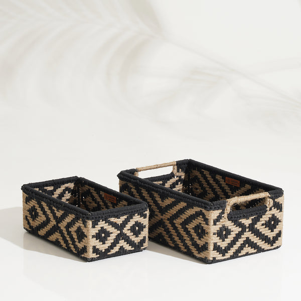 Memories Trinket Trays - Jute & Black (Set of 2)