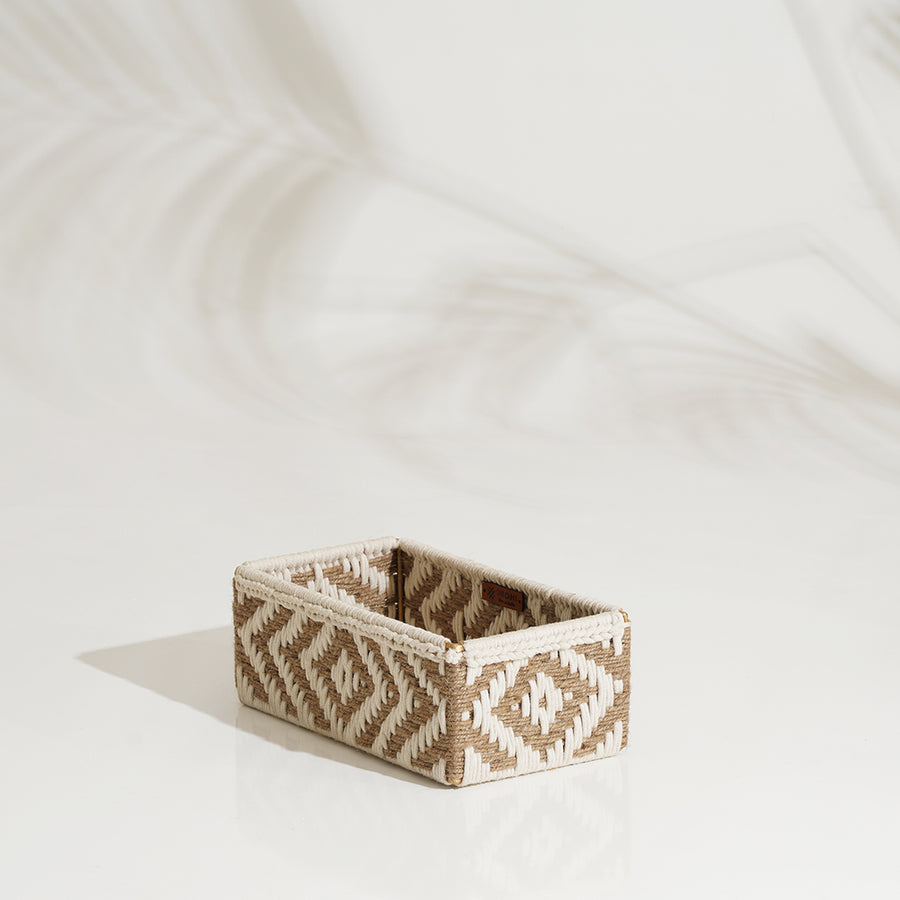 Memories Trinket Storage Tray - Jute & White