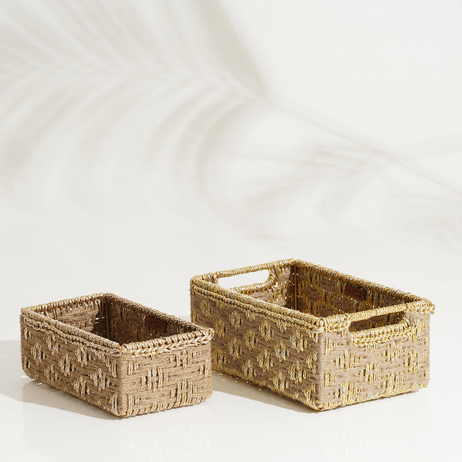 Memories Trinket Trays - Jute & Gold (set of 2)