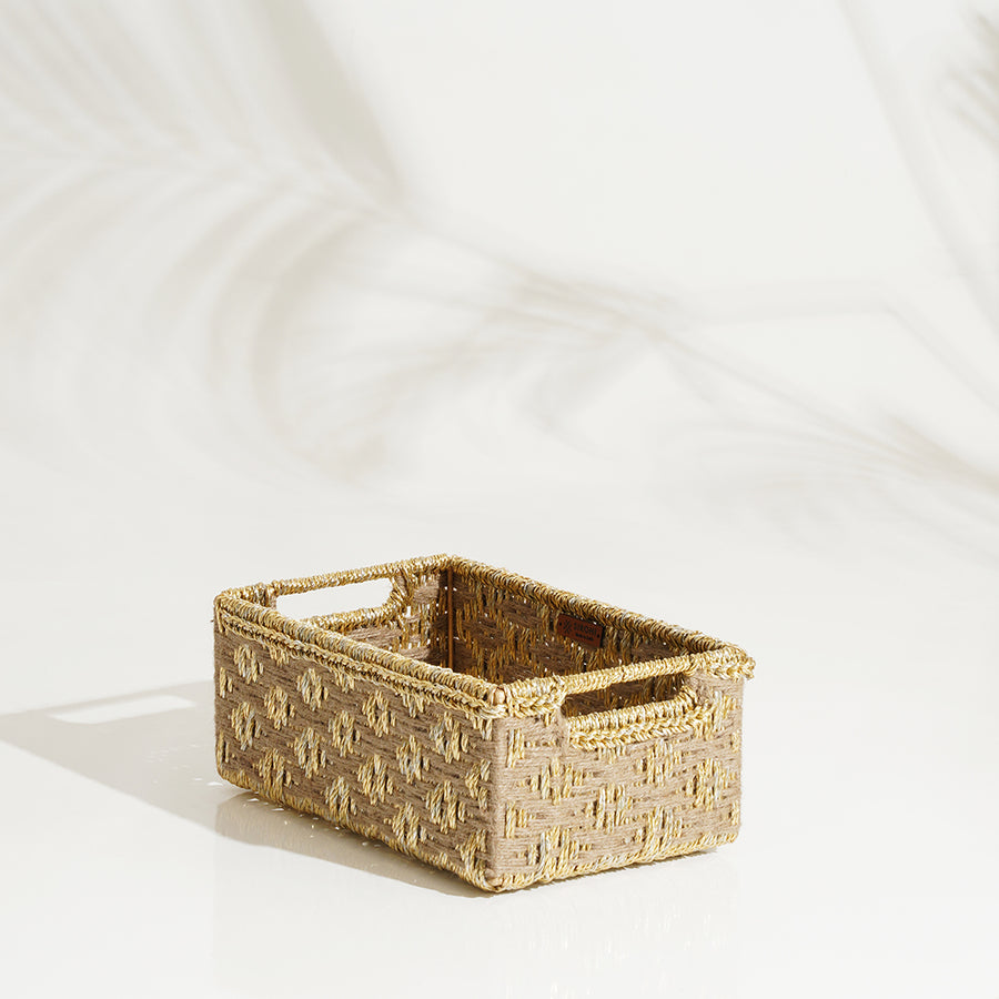 Memories Trinket Storage Tray - Jute & Gold