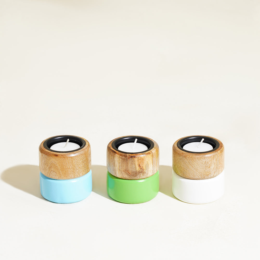 Ocean Gift Set with Handwoven Box & Colorpop Tealight Holders - Set of 5