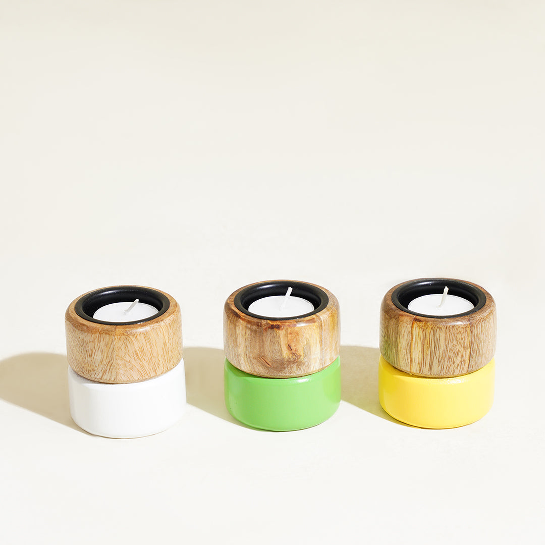 Nori Gift Set with Handwoven Box & Colorpop Tealight Holders - Set of 5