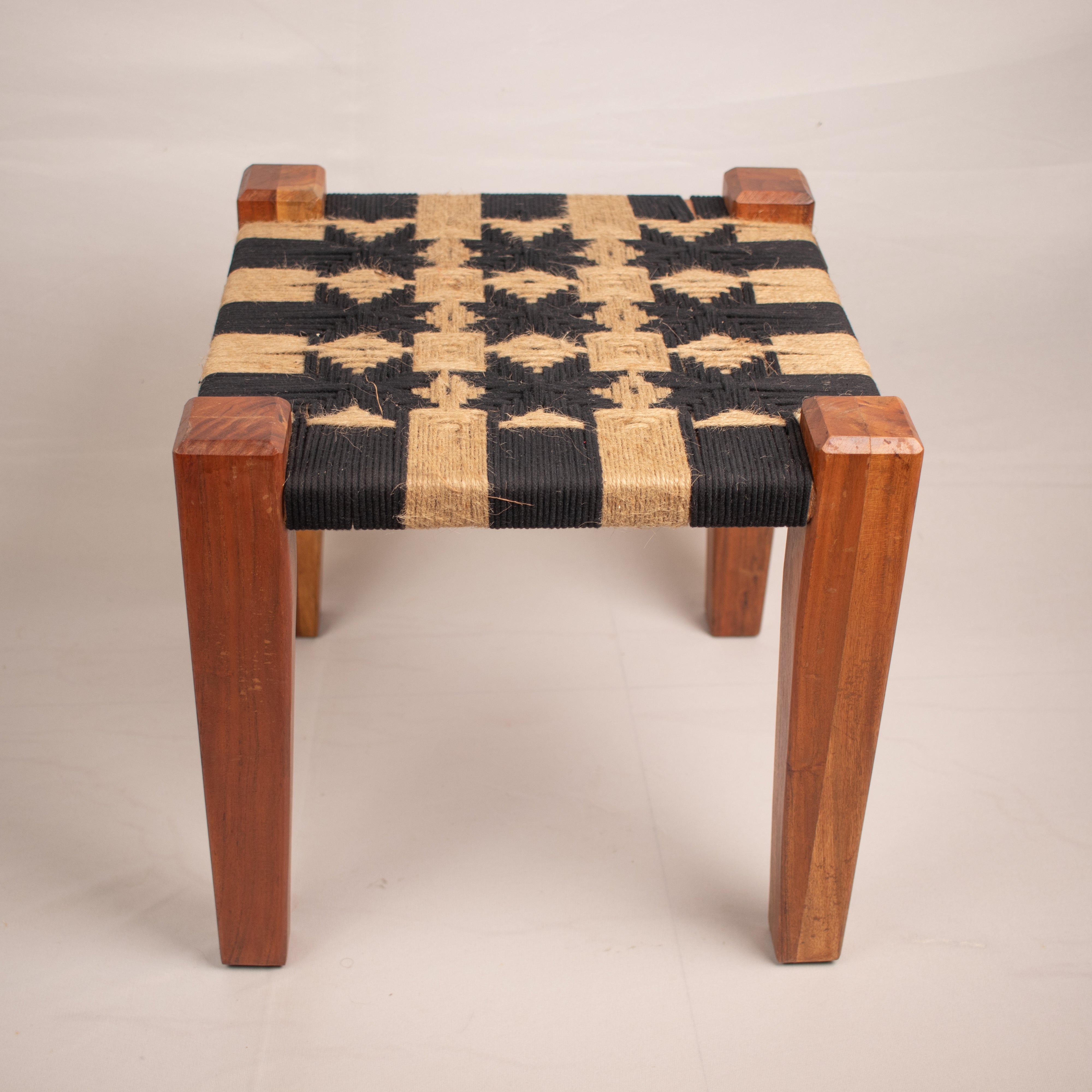 Textile Stool Handwoven Textile Wooden Stool for Modern Homes | Sirohi – Sirohi.org