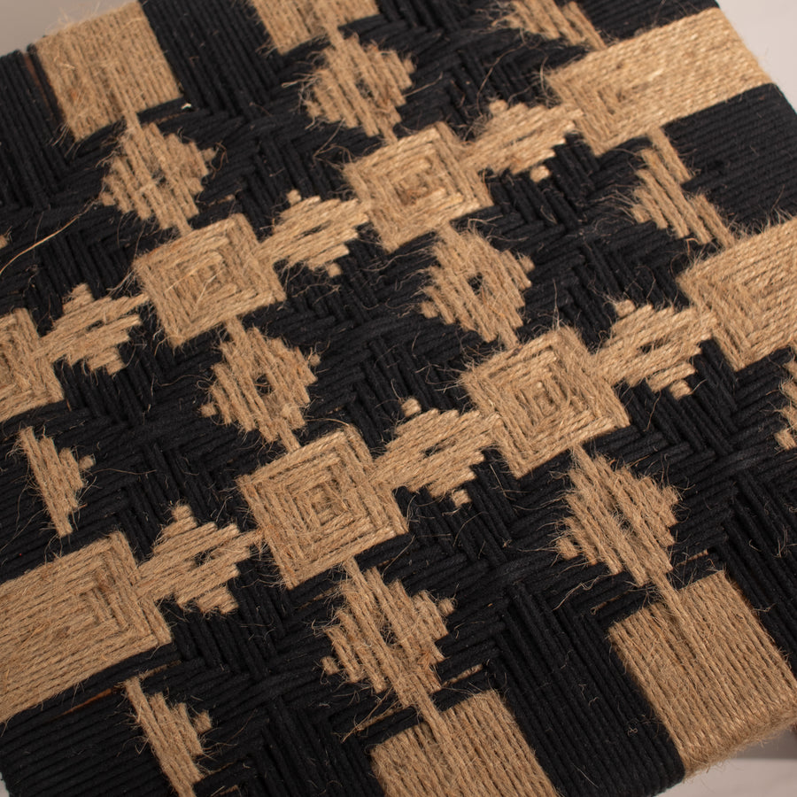 Black and jute wooden stool
