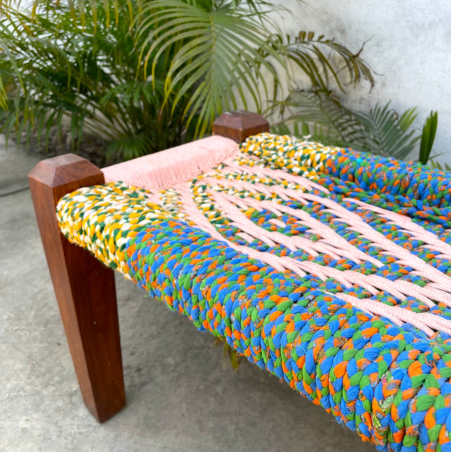 Cotton & Textile Wooden Bench