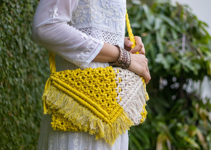 Moon Shell Cotton Macrame Sling Bag