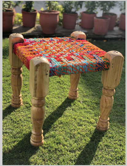Savitri Textile Waste Wooden Stool
