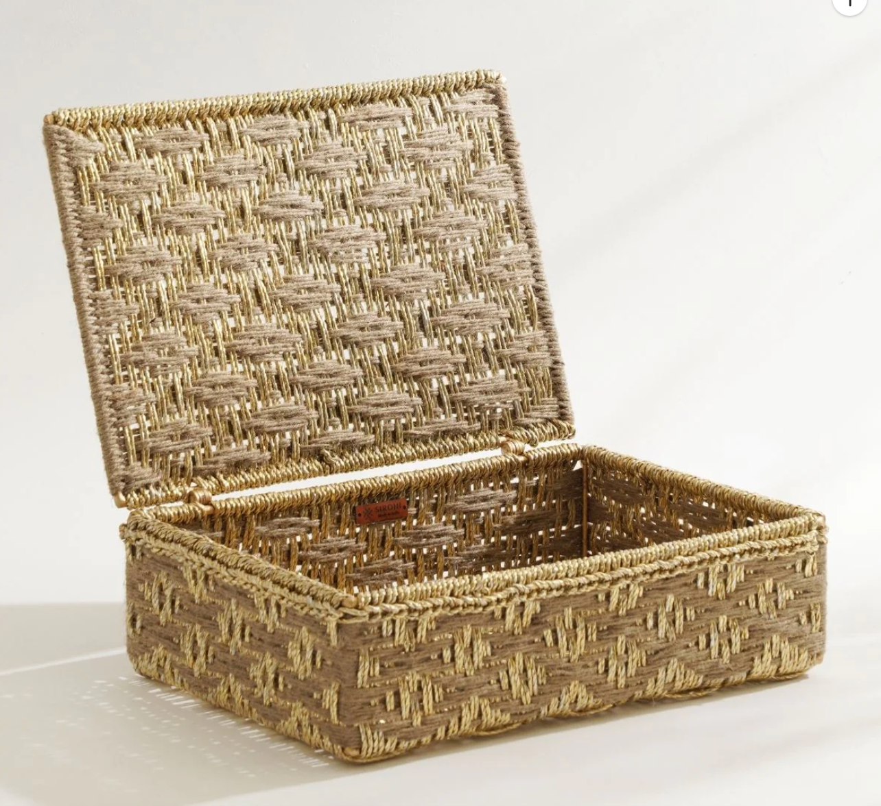 Trousseau Upcycled Plastic Box - Jute & Gold