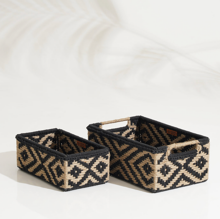 Memories Trinket Storage Tray - Jute & Black