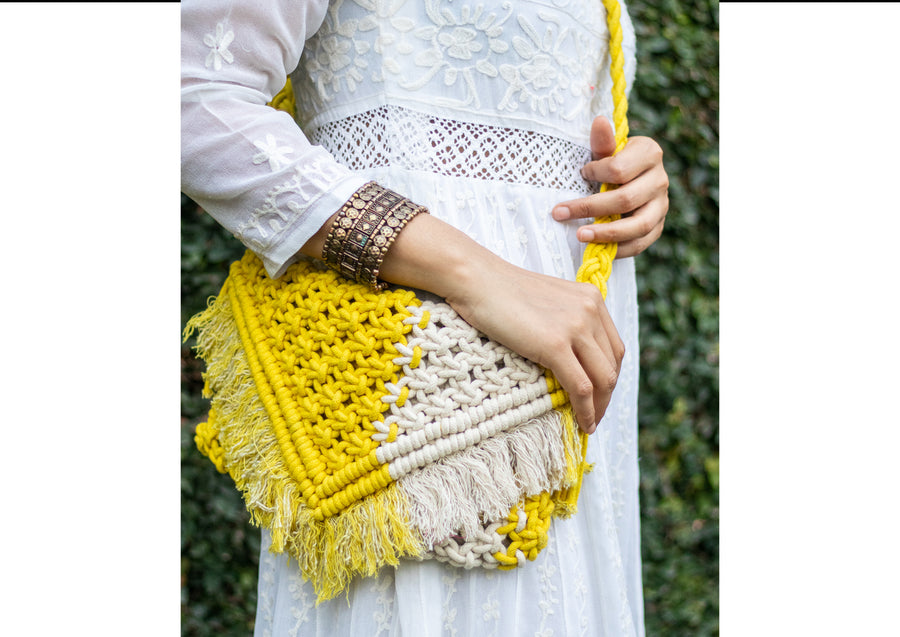 Moon Shell Cotton Macrame Sling Bag