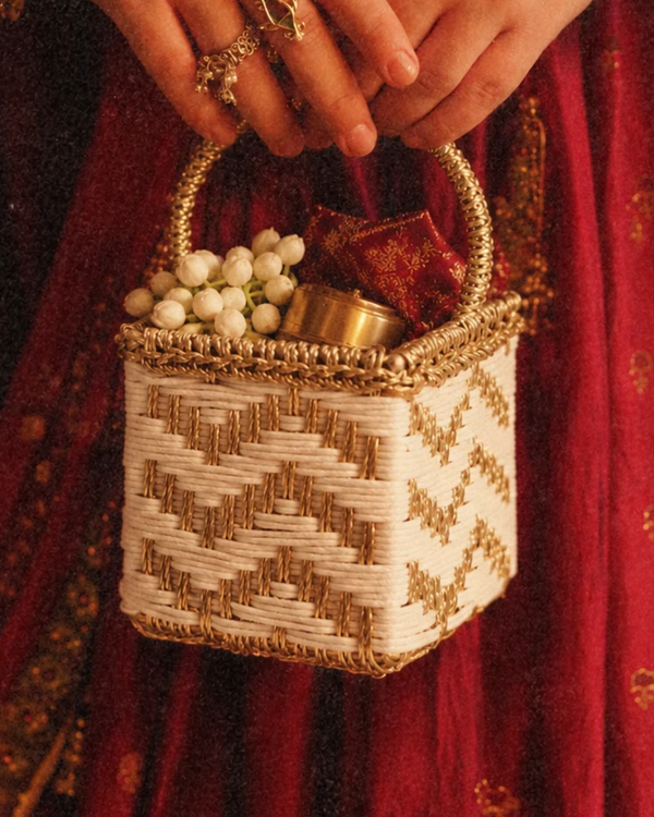 White & Gold Mini Basket