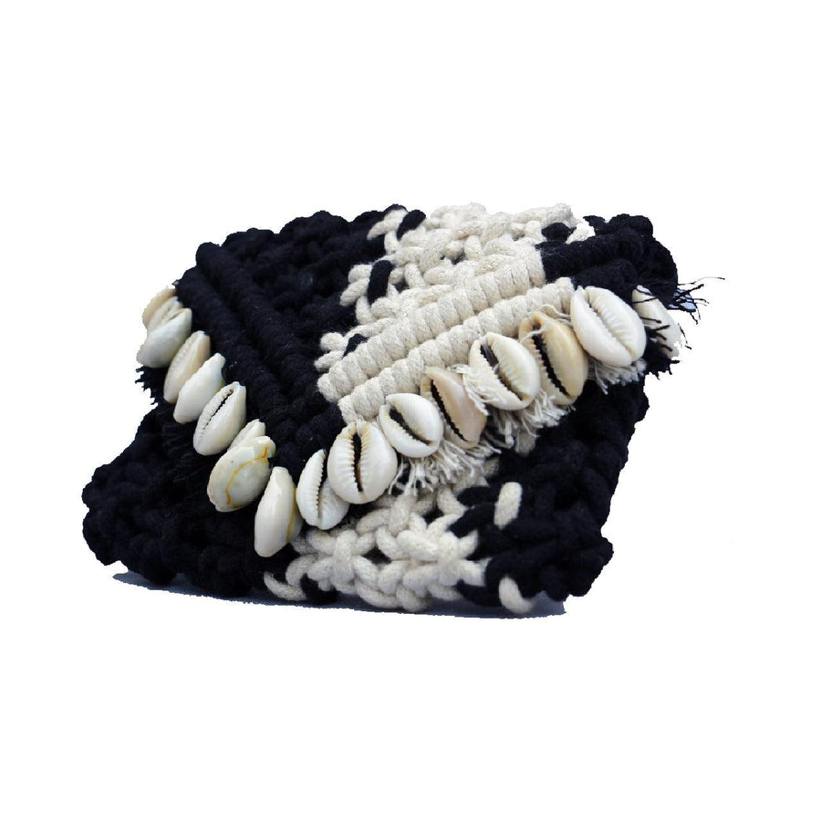 Dinky Shell Cotton Pouch - Sirohi.org - Colour_Multi-Colour, Colour_White, Purpose_Accessory, Rope Material_Recycled Cotton