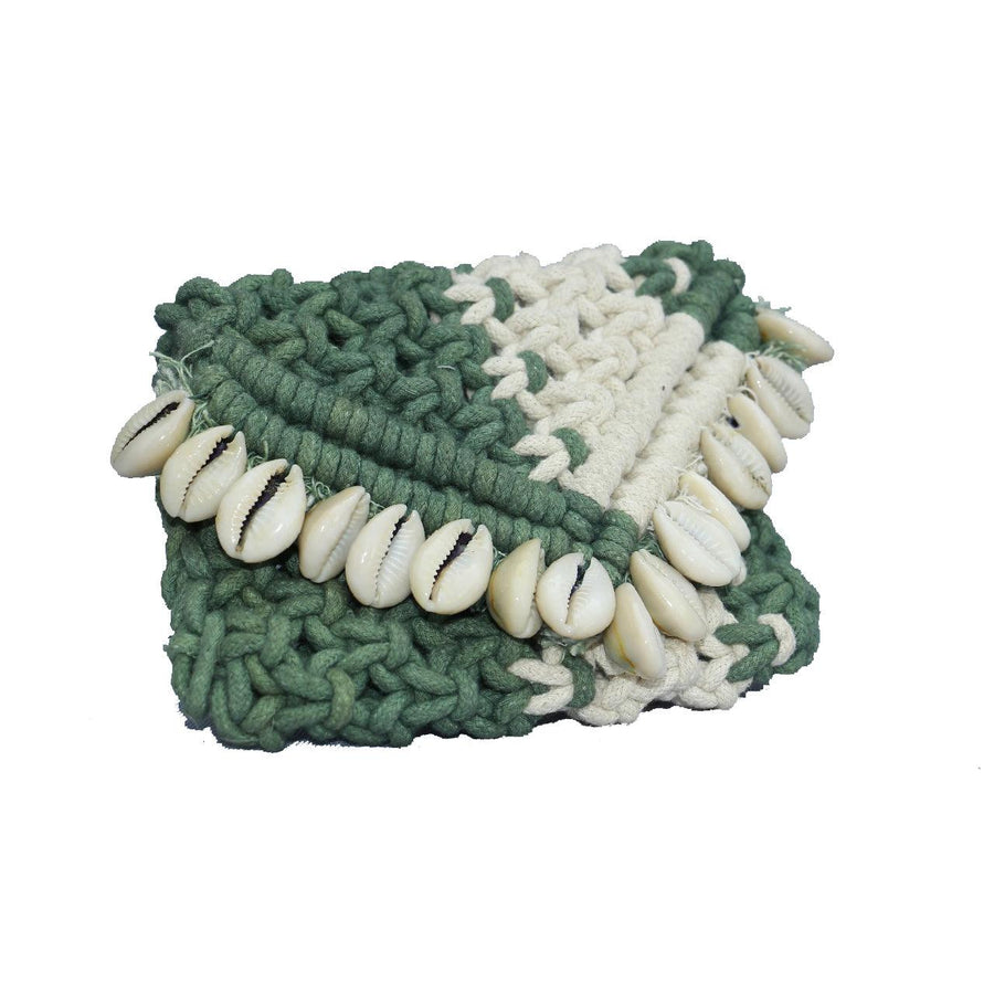 Dinky Shell Cotton Pouch - Sirohi.org - Colour_Multi-Colour, Colour_White, Purpose_Accessory, Rope Material_Recycled Cotton