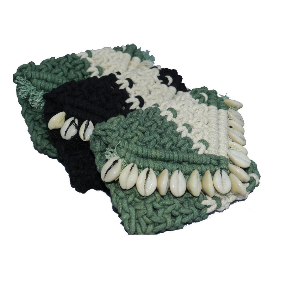 Dinky Shell Cotton Pouch - Sirohi.org - Colour_Multi-Colour, Colour_White, Purpose_Accessory, Rope Material_Recycled Cotton
