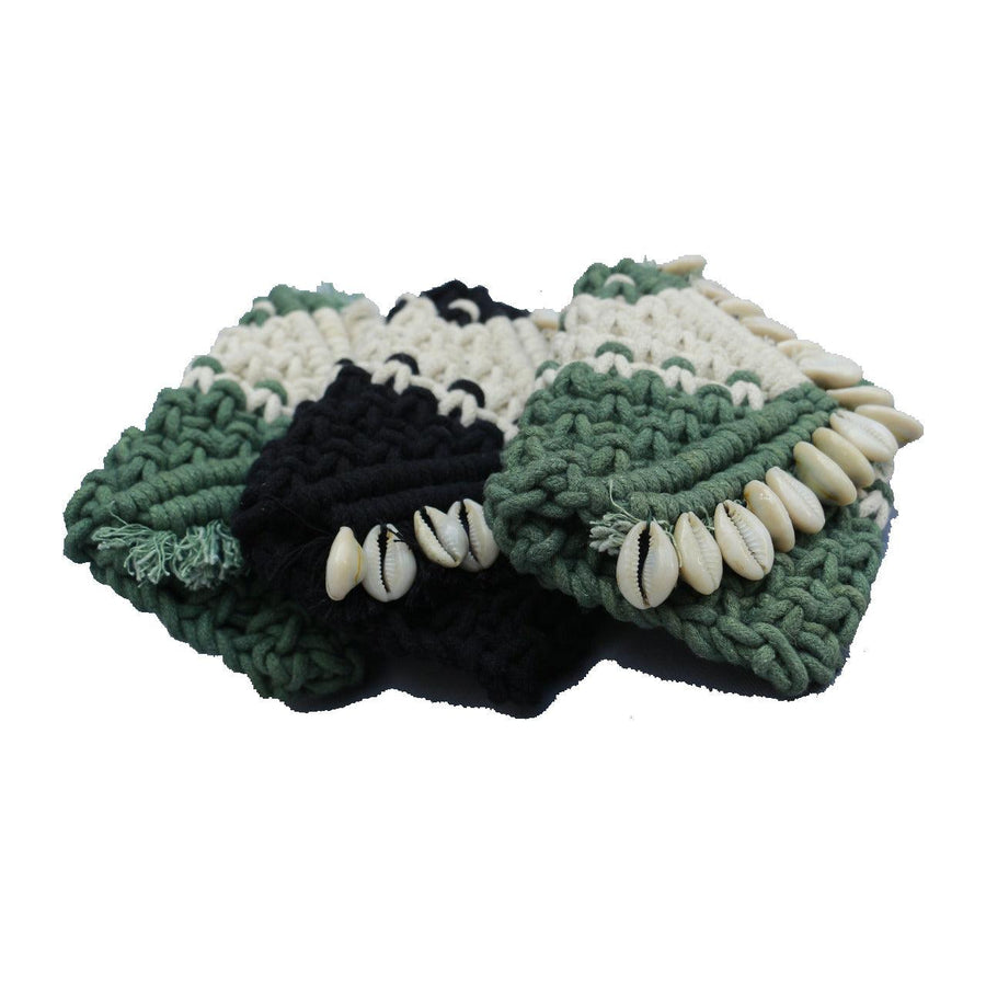 Dinky Shell Cotton Pouch - Sirohi.org - Colour_Multi-Colour, Colour_White, Purpose_Accessory, Rope Material_Recycled Cotton