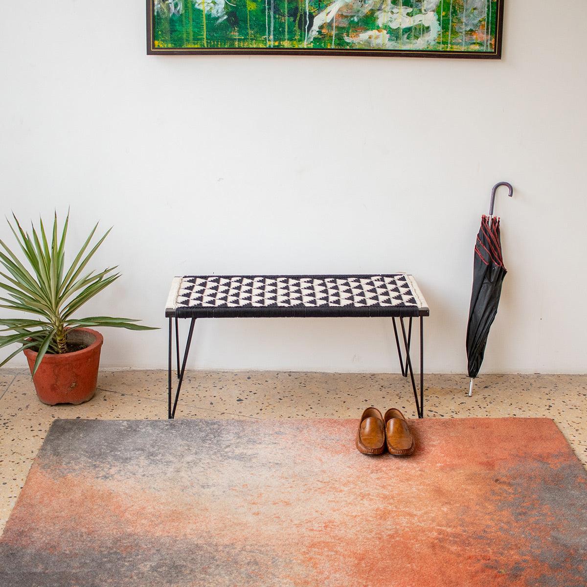Tri Galore Recycled Cotton Metal Bench - Sirohi.org - Purpose_Indoor Seating, Rope Material_Recycled Cotton