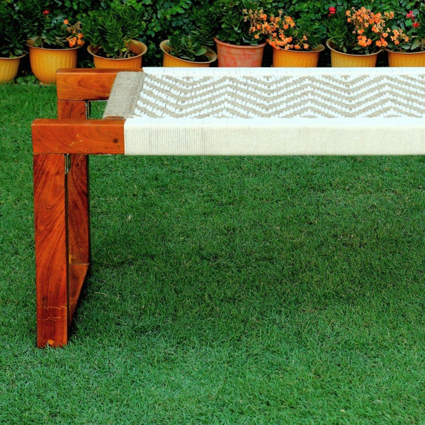 Sona Cotton & Jute Wooden Bench