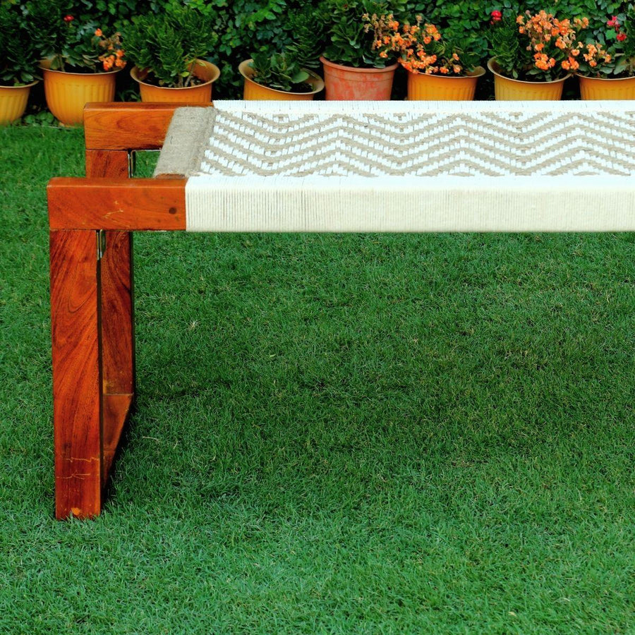 Sona Cotton & Jute Wooden Bench