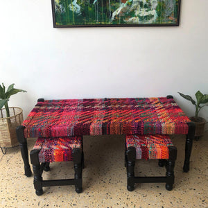 Cherry Charpai & Stools Collection - Sirohi.org - Colour_Multi-Colour, Purpose_Indoor Seating, Purpose_Outdoor Seating, Rope Material_Textile Waste